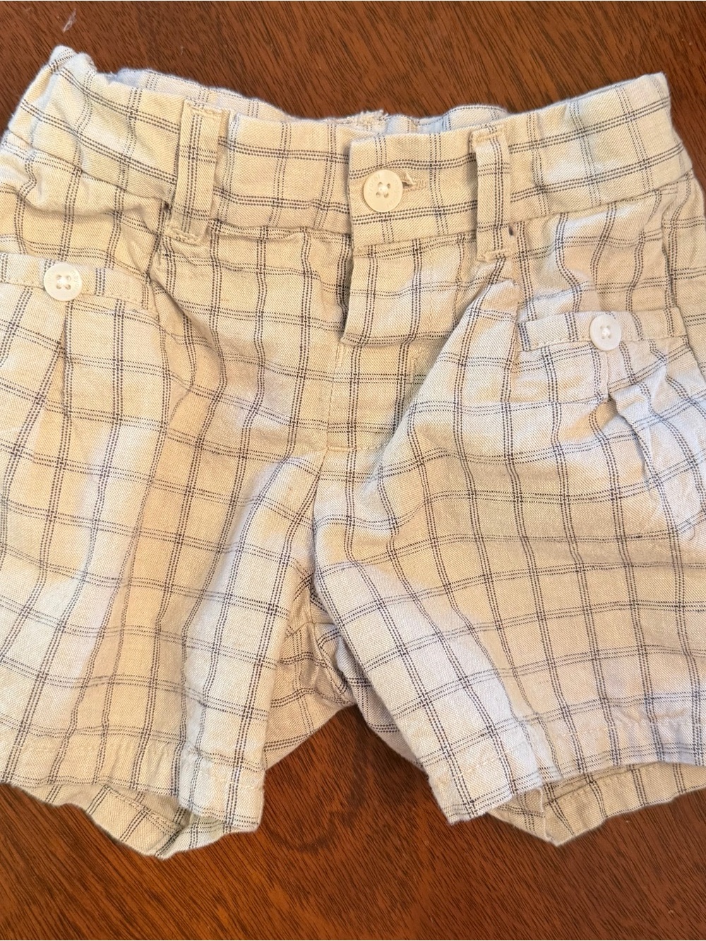 Mayoral Beige Plaid Cotton Shorts